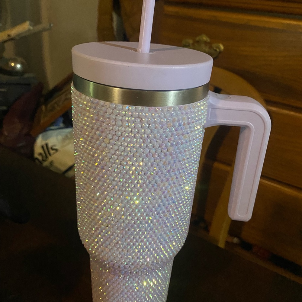 Sparkling Rhinestone Tumbler with Handle